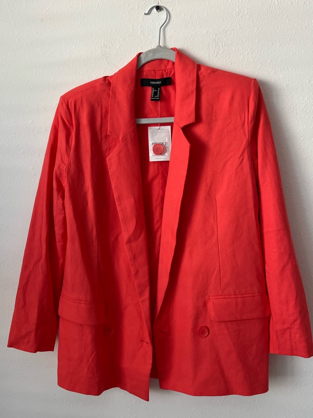 Forever 21 Coral-Red Open Front Blazer